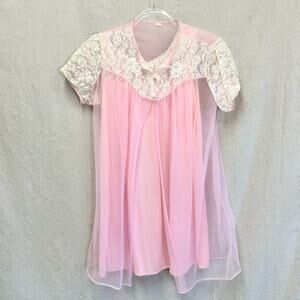 Vintage 60s 70s‎ pink Montgomery Ward pink nightgown and dressing robe size 10